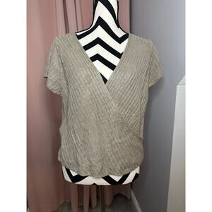 NWT Free People Beach Oatmeal Beige Knit Short Sleeve Sweater Sz Large $60